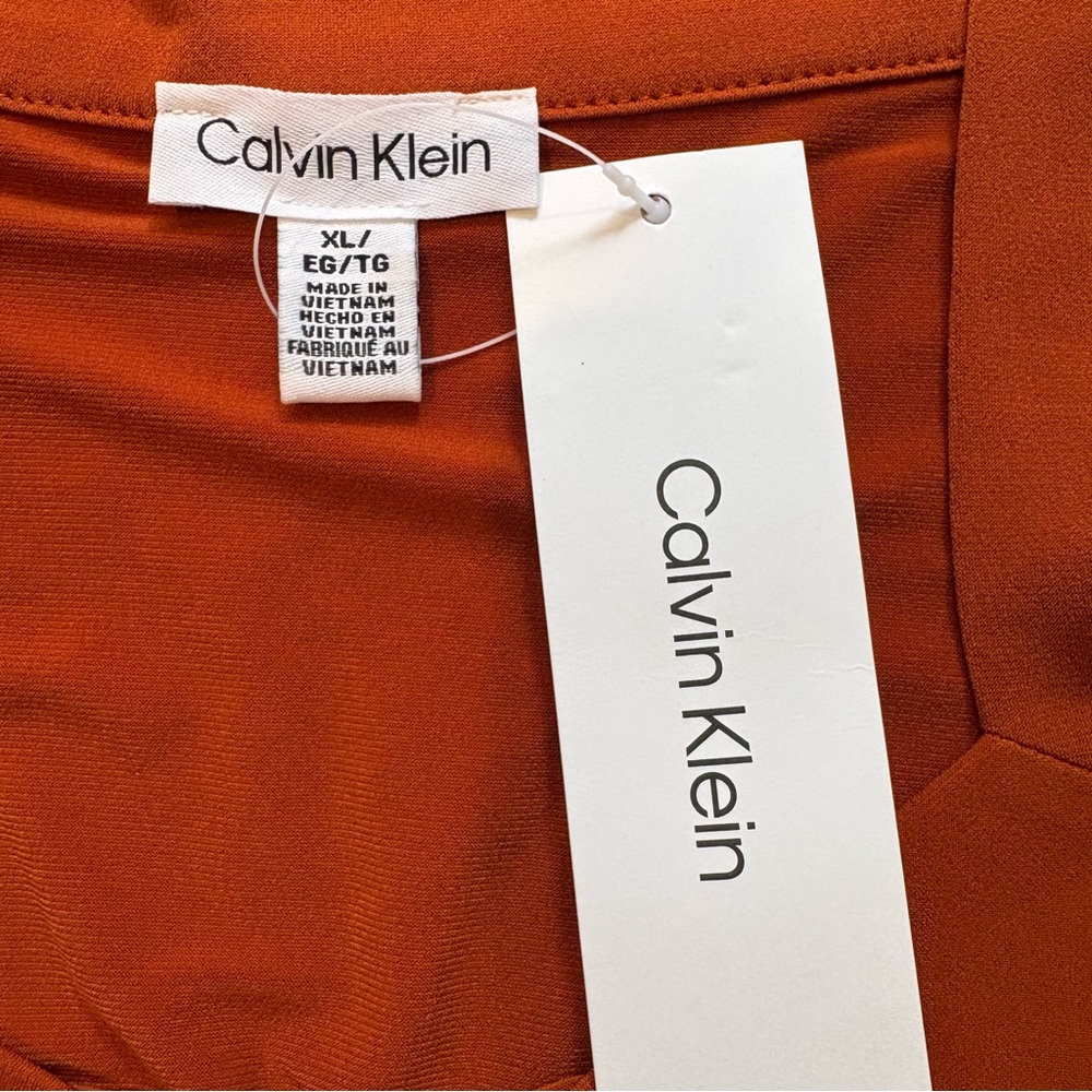NWT, Calvin Klein Flutter-Sleeve Square-Neck Top in Rust, Sz XL - Picture 8 of 9